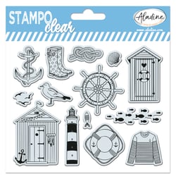 Lot de 14 tampons Aladine - Stampo Clear - Mer