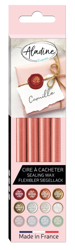 Lot de 4 bâtons de cire à cacheter Aladine - Corail