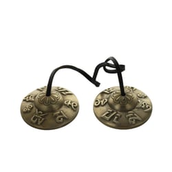 Cymbale Tibétaine en Bronze Gravure Mantra Petit Modèle