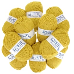 Lot de 10 fils à tricoter 100 % acrylique - Azurite - Tradition - Moutarde 24245