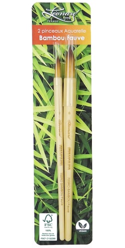 Lot de 2 pinceaux Léonard - Fauve sur manche Bambou