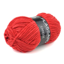 Pelote de fil à tricoter 100 % polyester - Plassard - Caresse - Rouge 060
