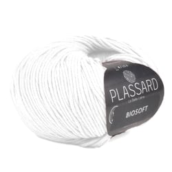 Pelote de fil à tricoter 100% coton - Plassard - Biosoft - Blanc