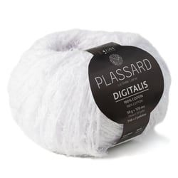 Pelote de fil à tricoter 100% coton - Plassard - Digitalis - Blanc 01