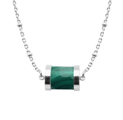 Collier acier malachite - tube