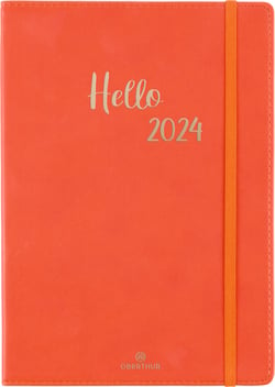 Agenda 2024 My Hello - 1 semaine par page - A5 - corail - Oberthur Pas Cher  | Bureau Vallée