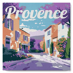 Mini Peinture au numéro Figured'Art avec cadre - Affiche de voyage : printemps en Provence - 20 x 20 cm