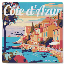 Mini Peinture au numéro Figured'Art avec cadre - Côte d'Azur - 20 x 20 cm