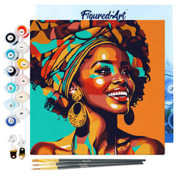 Mini Peinture au Numéro Figured'Art - Reine Africaine Pop Art - 20 x 20 cm