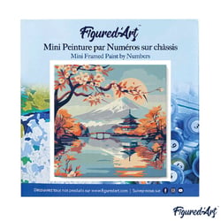 Mini Peinture au numéro Figured'Art avec cadre - Lac et montagnes - 20 x 20 cm