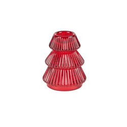 Bougeoir double Artyfêtes - Sapin - Verre - Rouge