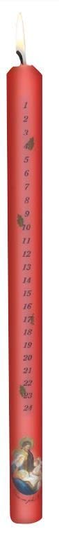 Bougies de l'Avent rouge - H 30 cm
