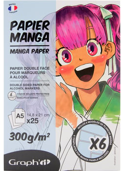 Bloc Manga Graph'it - 25 feuilles double face + 6 calques - Blanc  A5 14,8 x 21 cm - 300g/m²