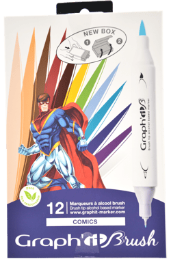 Lot de 12 marqueurs alcool Graph'it - BRUSH - Comics