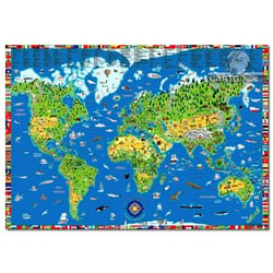 Poster monde illustre enfants 135 cm x 95 cm