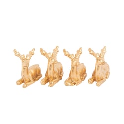 4 CERFS RESINE DORE