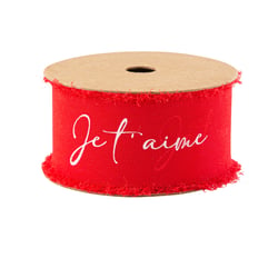 Ruban en mousseline de soie -  Je t'aime - Rouge et blanc - 4 cm x 3 m  