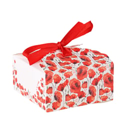 10 boîtes à ruban Poppy Love - Coquelicot rouge aquarelle - 7 x 7 x 3,5 cm
