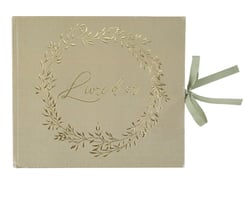 Livre d'or Jolis Brins avec ruban - Vert sauge et or - 22 x 19 cm - 68 pages