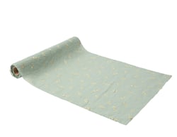 Chemin de table mousseline Jolis Brins - Vert sauge et or - 28 cm x 5 m                 