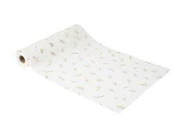 Chemin de table mousseline Jolis Brins - Blanc et or - 28 cm x 5 m