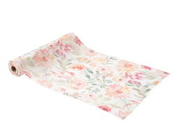 Chemin de table mousseline Dahlia - Blanc et pastel - 28 cm x 3 m                       