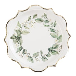 8 assiettes Botanique - Feuillages et or - 23 cm                            