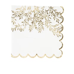 16 serviettes Jolis Brins  - Blanc et or - 33 x 33 cm - 3 plis            