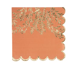 16 serviettes Jolis Brins - Terracotta et or - 33 x 33 cm - 3 plis          