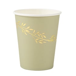 8 gobelets Jolis Brins - Vert sauge et or - 255 ml                         