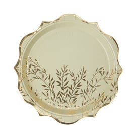 8 assiettes jolis brins - Vert sauge et or - 23 cm                         