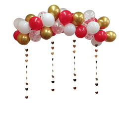 Kit Arche La Loveuse - 35 ballons rouges, or, blancs, transparents avec confettis