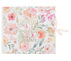 Livre d'or Dahlia - Blanc, couleurs pastel et or - 22 x 19,5 cm - 68 pages