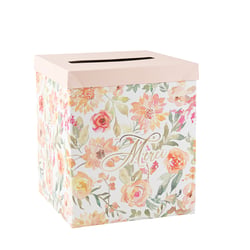 Urne Dahlia - Merci - Blanc, couleurs pastel et or - 21,5 x 25 cm          