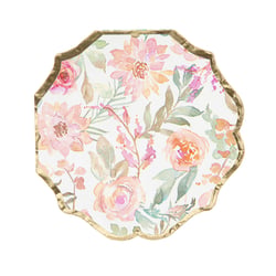 16 serviettes Dahlia - Pastel, blanc et or - 32 x 32 cm - 3 plis             