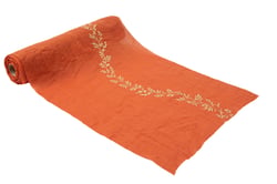 Chemin de table mousseline Jolis Brins - Terracotta et or - 28 cm x 5 m  