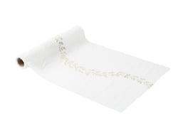 Chemin de table mousseline Jolis Brins - Blanc et or - 28 cm x 5 m     