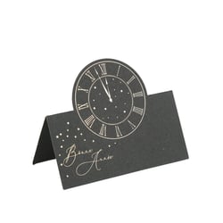 Lot de 8 marque-places "Bonne Année" - Midnight - Noir et or - 8 x 6,5 cm             
