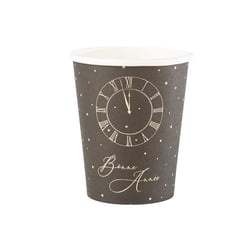 Lot de 8 gobelets "Bonne Année" - Midnight - Noir et or - 255 mL