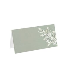 Lot de 10 marque-places Artyfêtes - Greenery - Vert de gris et blanc - 8 x 4 cm 