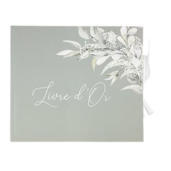 Livre d'Or Artyfêtes - Greenery - Vert de gris et blanc - 22 x 19 cm 