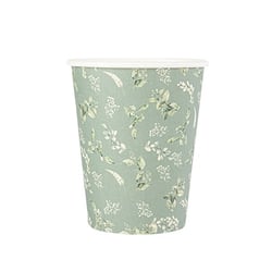 Lot de 8 gobelets Artyfêtes - Greenery - Carton - Vert de gris et blanc - 255 mL