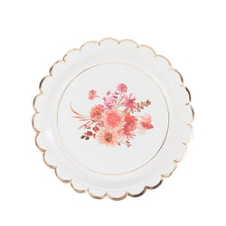 Lot de 8 assiettes Artyfêtes  - Time to Disco - Carton - Terracotta, framboise et or - Ø23 cm 