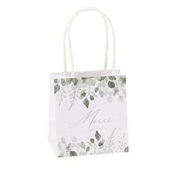 Lot de 4 sacs Artyfêtes - "Merci" Jardin Botanique - Vert sauge et blanc - 10 x 11 x 7 cm 