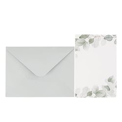 Lot de 8 invitations cartes de vœux Artyfêtes - Jardin Botanique - Vert sauge et blanc - 10 x 15 cm