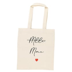Tote bag Artyfêtes - "Mlle Mme" - Effet lin - Noir et rouge - 32 x 60 cm