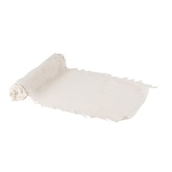Chemin de table - Effiloché façon chanvre - Ivoire - 30 cm x 3 m  