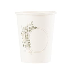 Lot de 8 gobelets Artyfêtes- Jardin Botanique - Carton - Vert sauge et blanc - 255 mL