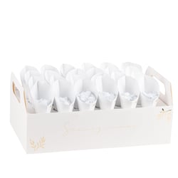 Lot de 24 présentoirs de cornets à confettis Artyfêtes - "Servez-vous" - Blanc et or - 36 x 21 x 16 cm 