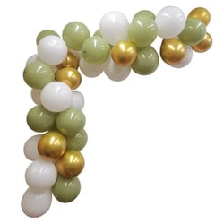 Kit arche de 40 ballons Artyfêtes - La Greenery - Vert de gris, blanc et or 